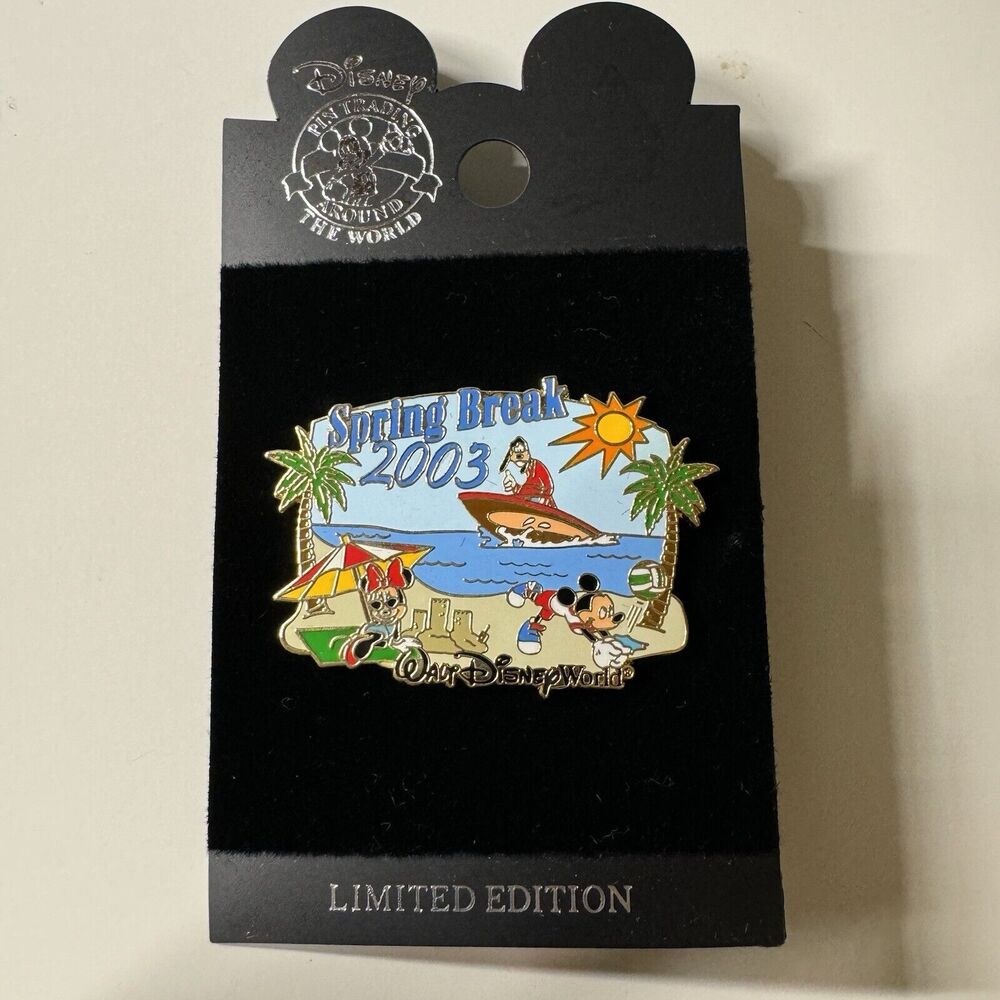 Disney Spring Break 2003 Pin LE 3000 Mickey Minnie Goofy Beach Scene WDW 21246